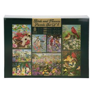 Birds and Flowers Puzzle Set 8 Nature Themed Jigsaw Puzzles